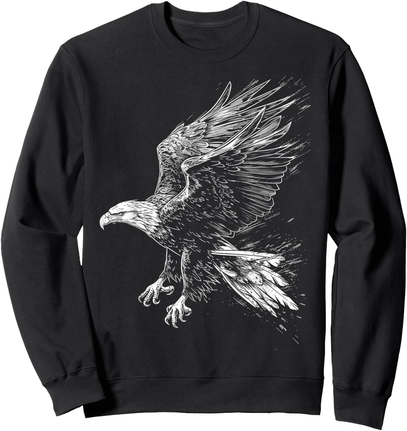 Eagle Drawing Animal Graphic Art Eagle Sweatshirt - Sweatshirt | Black