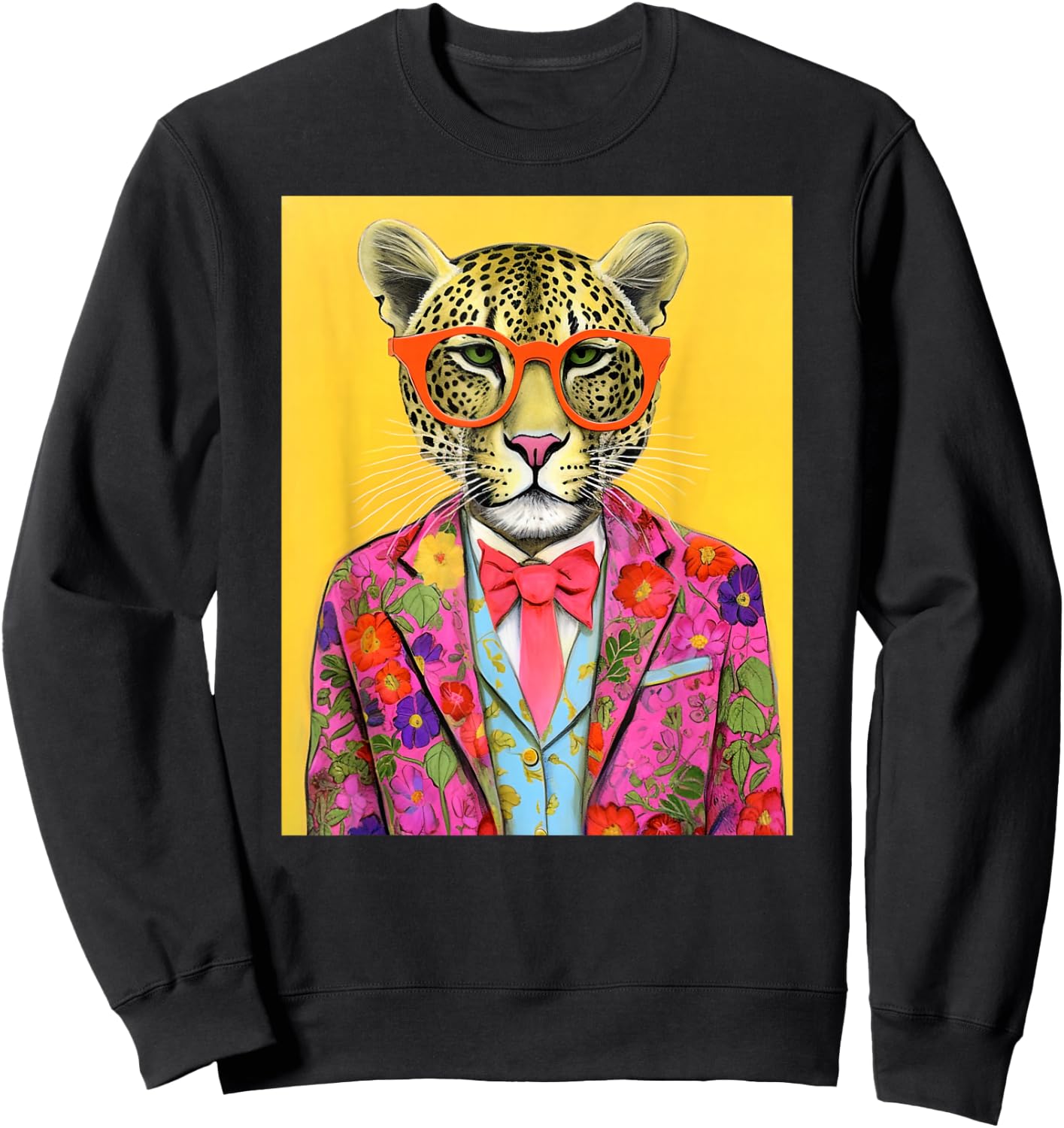 Leopard Fashion Art Print Sweatshirt - Sweatshirt | Black