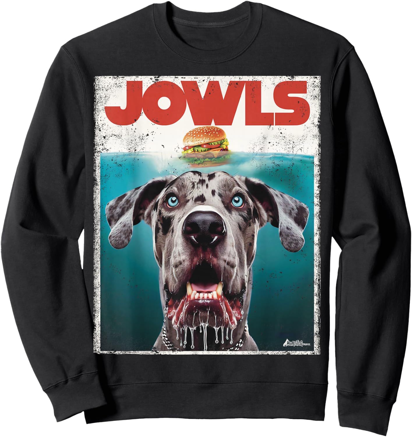 Merle Great Dane Jowls, Paws Top, Blue Eye Brown Dog Mom Dad Sweatshirt - Sweatshirt | Black
