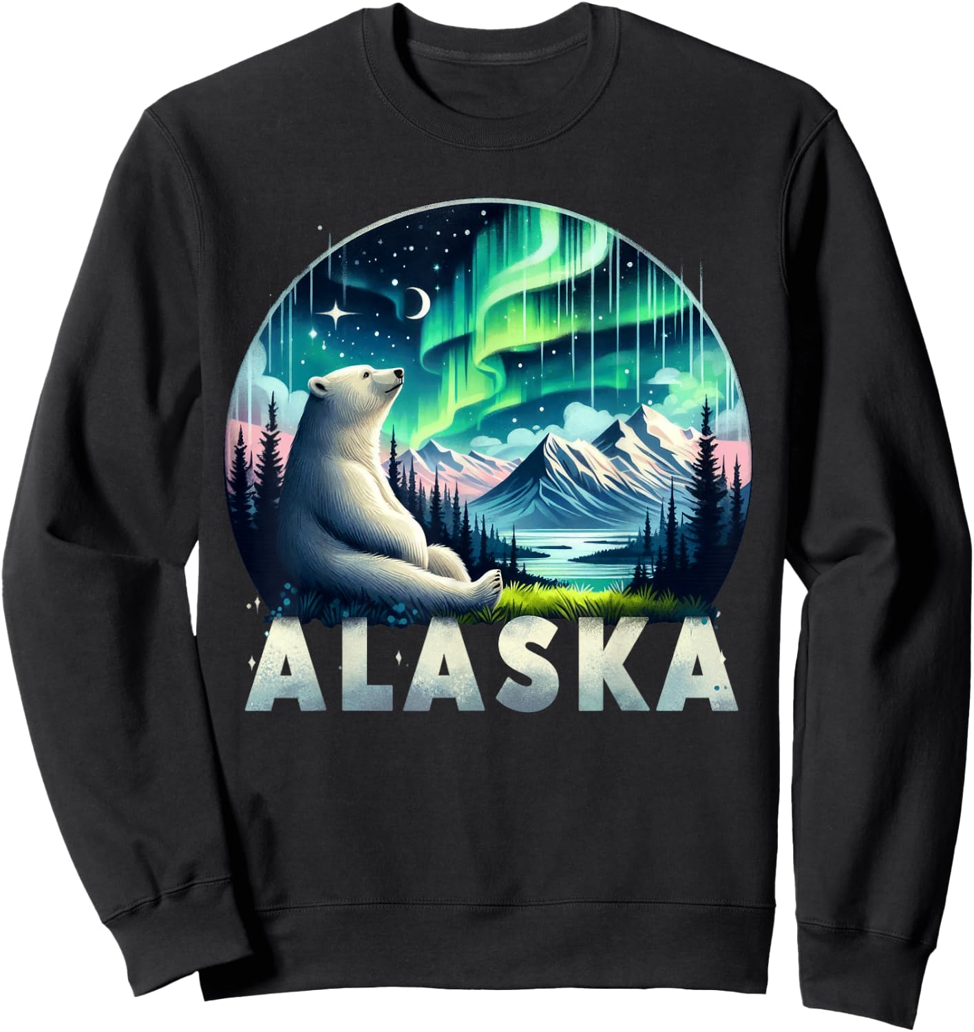 Alaska Northern Lights Aurora Viewing Vacation Alaska Trip Sweatshirt - Sweatshirt | Black