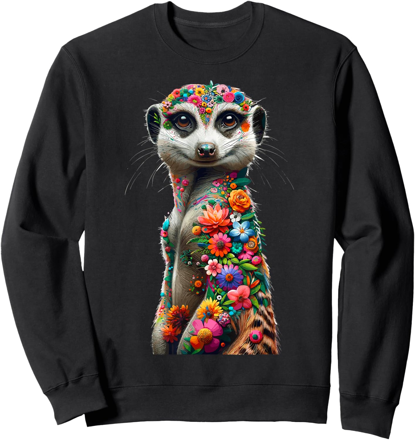 Floral Aesthetic Meerkat Lover Shirt Meerkat Sweatshirt - Sweatshirt | Black