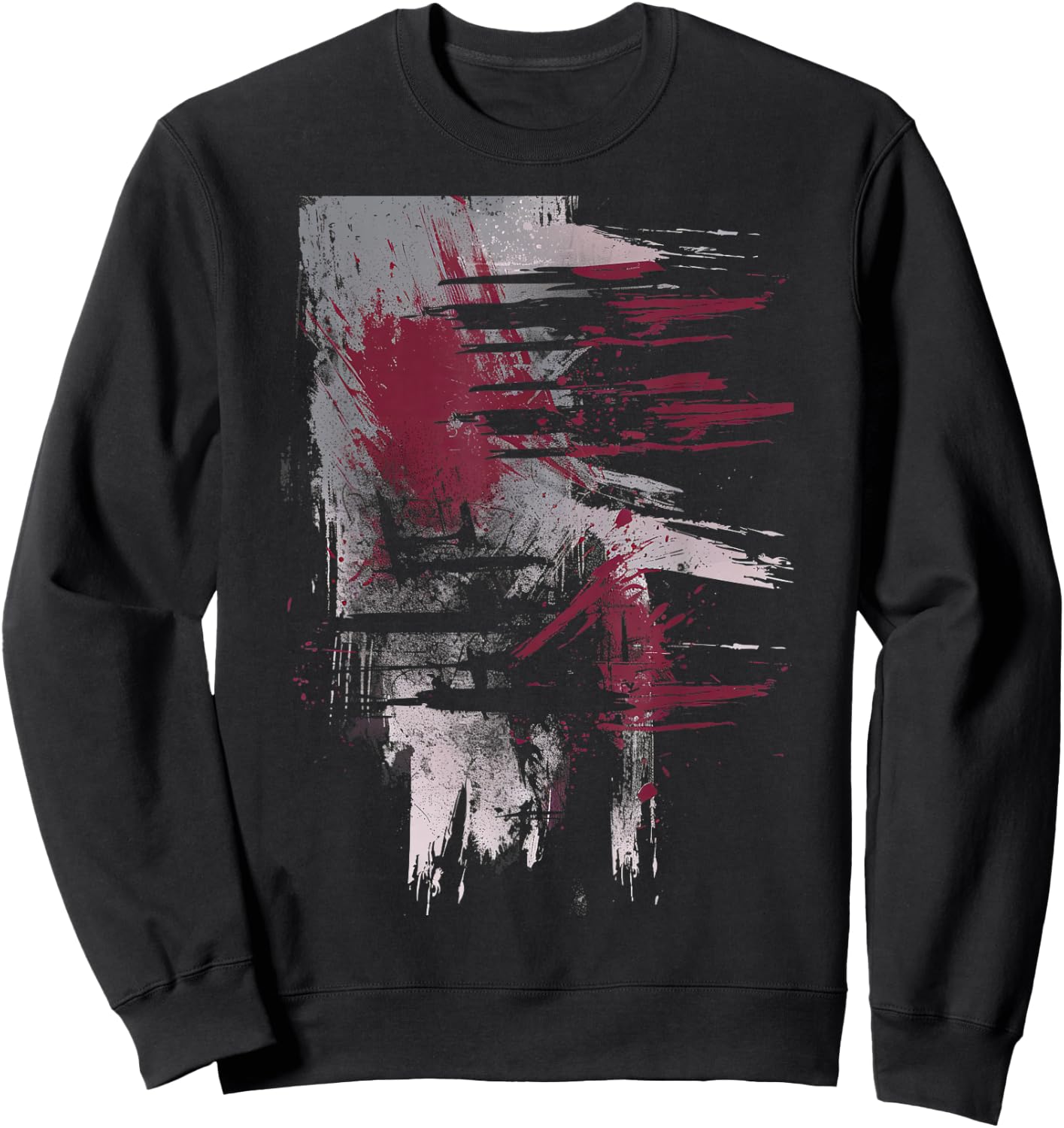 Grunge Black and Red Artistic Design Sweatshirt - Sweatshirt | Black