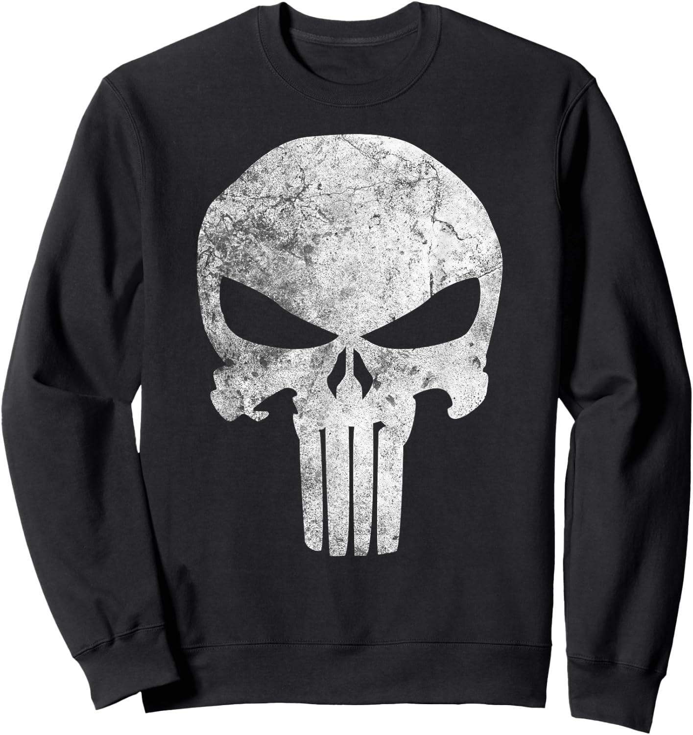 Marvel Comics Punisher Skull Symbol Distressed Sweatshirt - Sweatshirt | Black