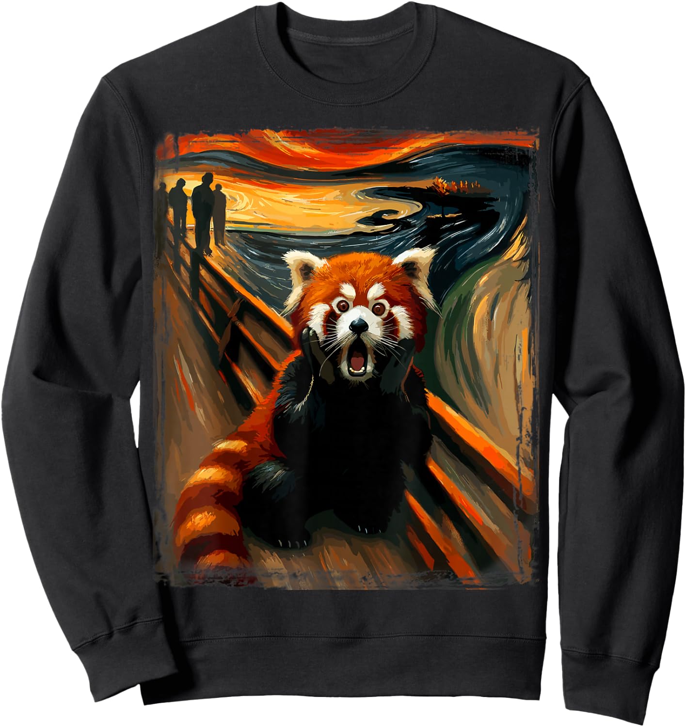 Scream Parody Funny Animal Painting Art Artistic Red Panda Sweatshirt - Sweatshirt | Black