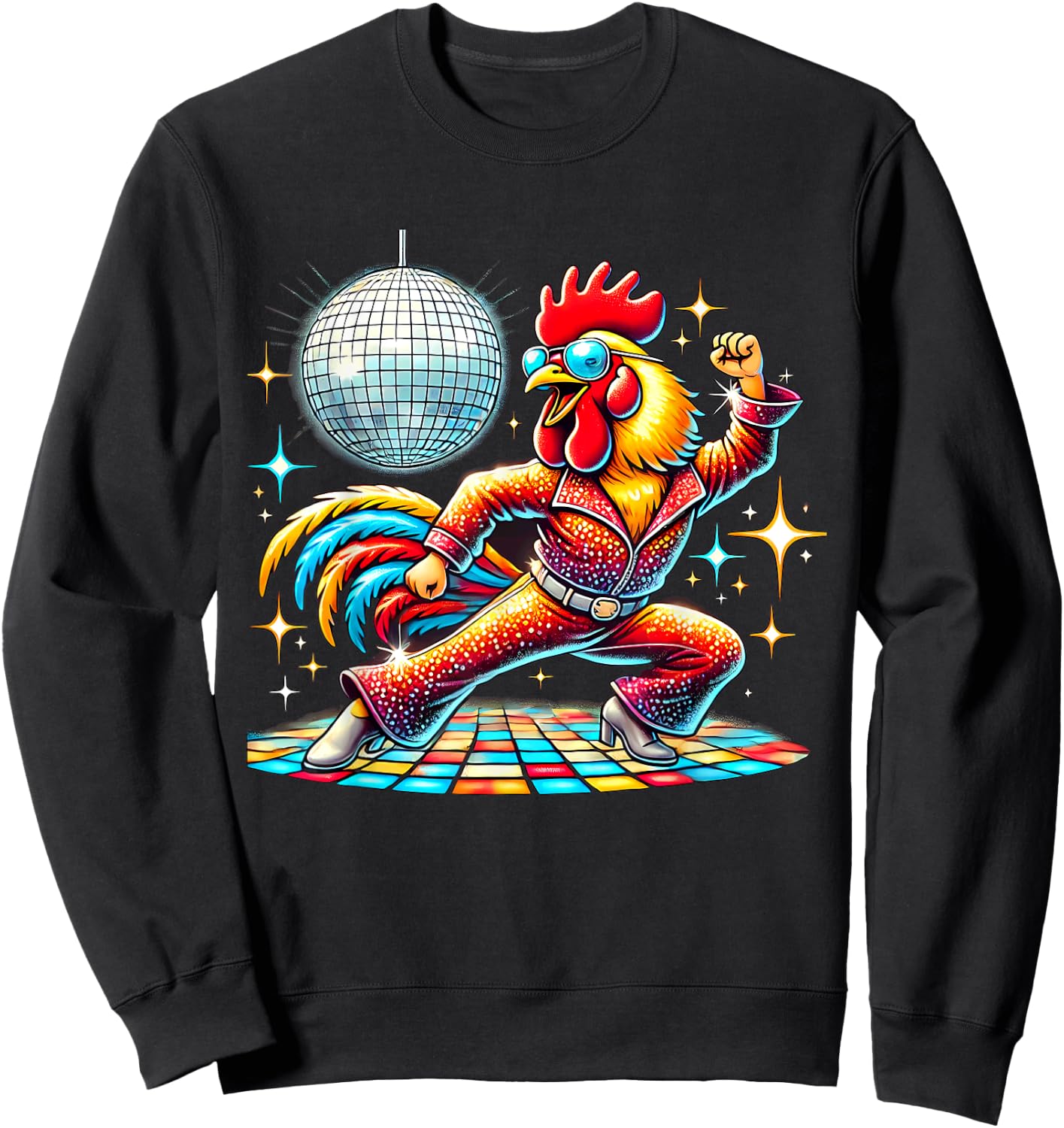 Aesthetic Rooster Disco Sweatshirt - Sweatshirt | Black