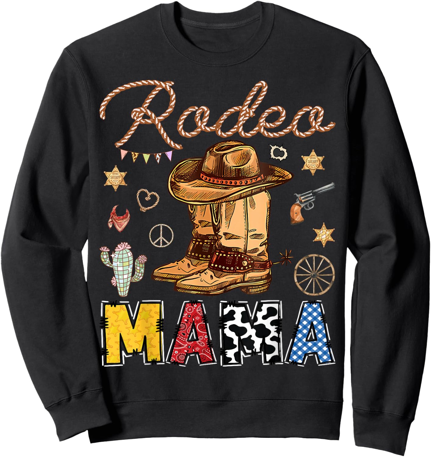 Rodeo Mama Western Birthday Cowboy Matching Family Sweatshirt - Sweatshirt | Black