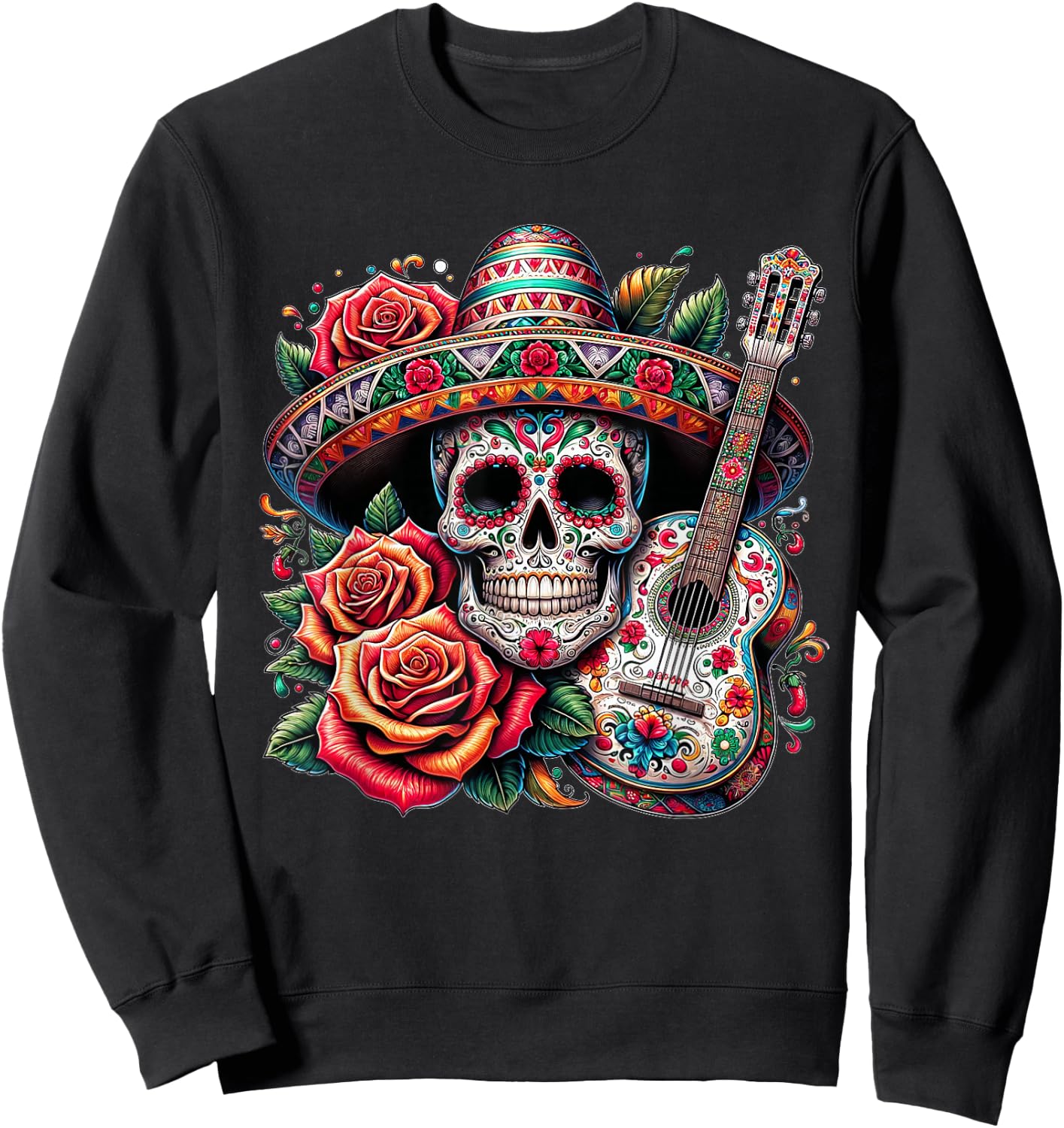Cinco De Mayo Skull Sombrero Fiesta Mexican Skull Men Women Sweatshirt - Sweatshirt | Black