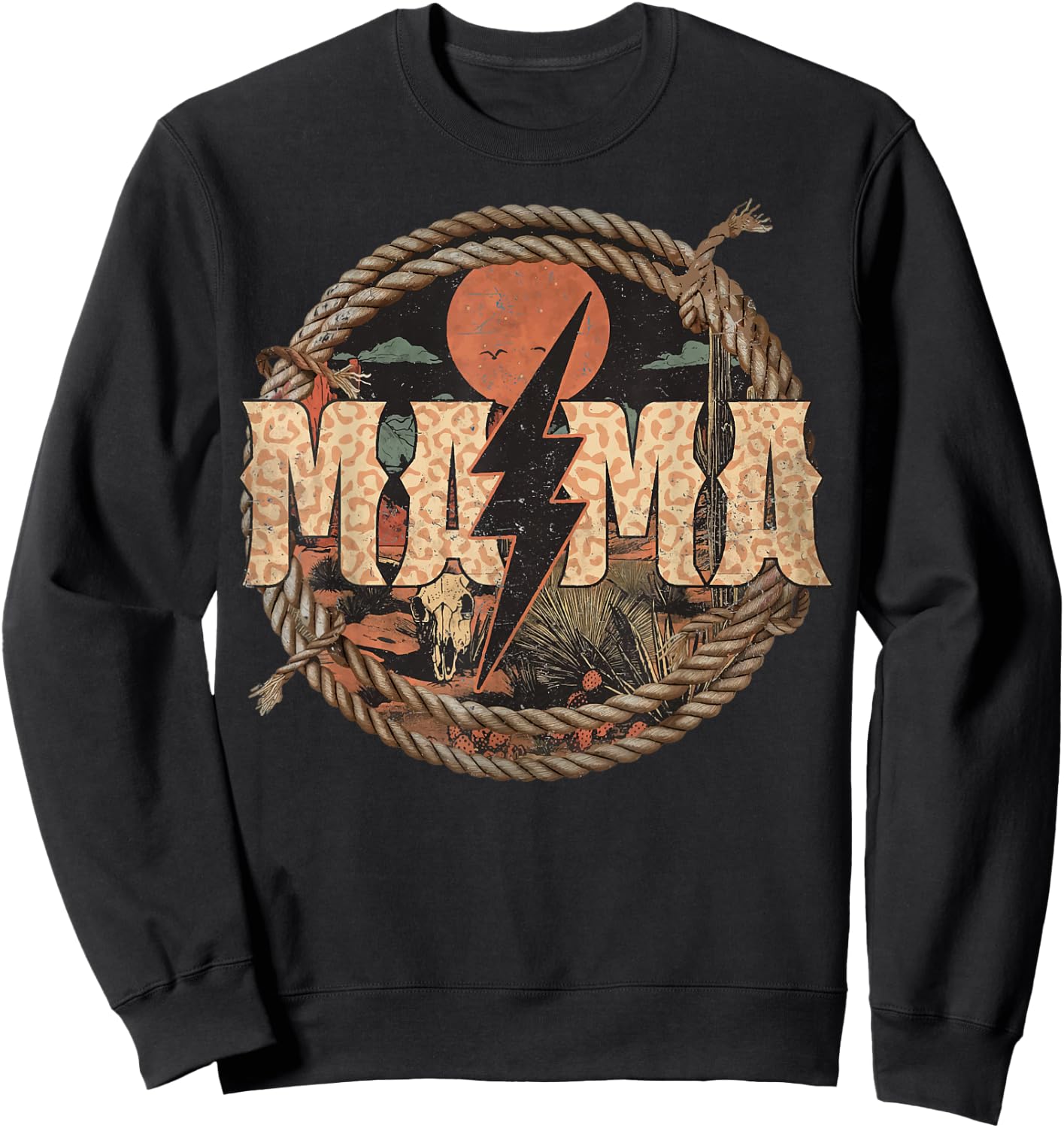 Mama western lightning bolt Mother's Day Sweatshirt - Sweatshirt | Black