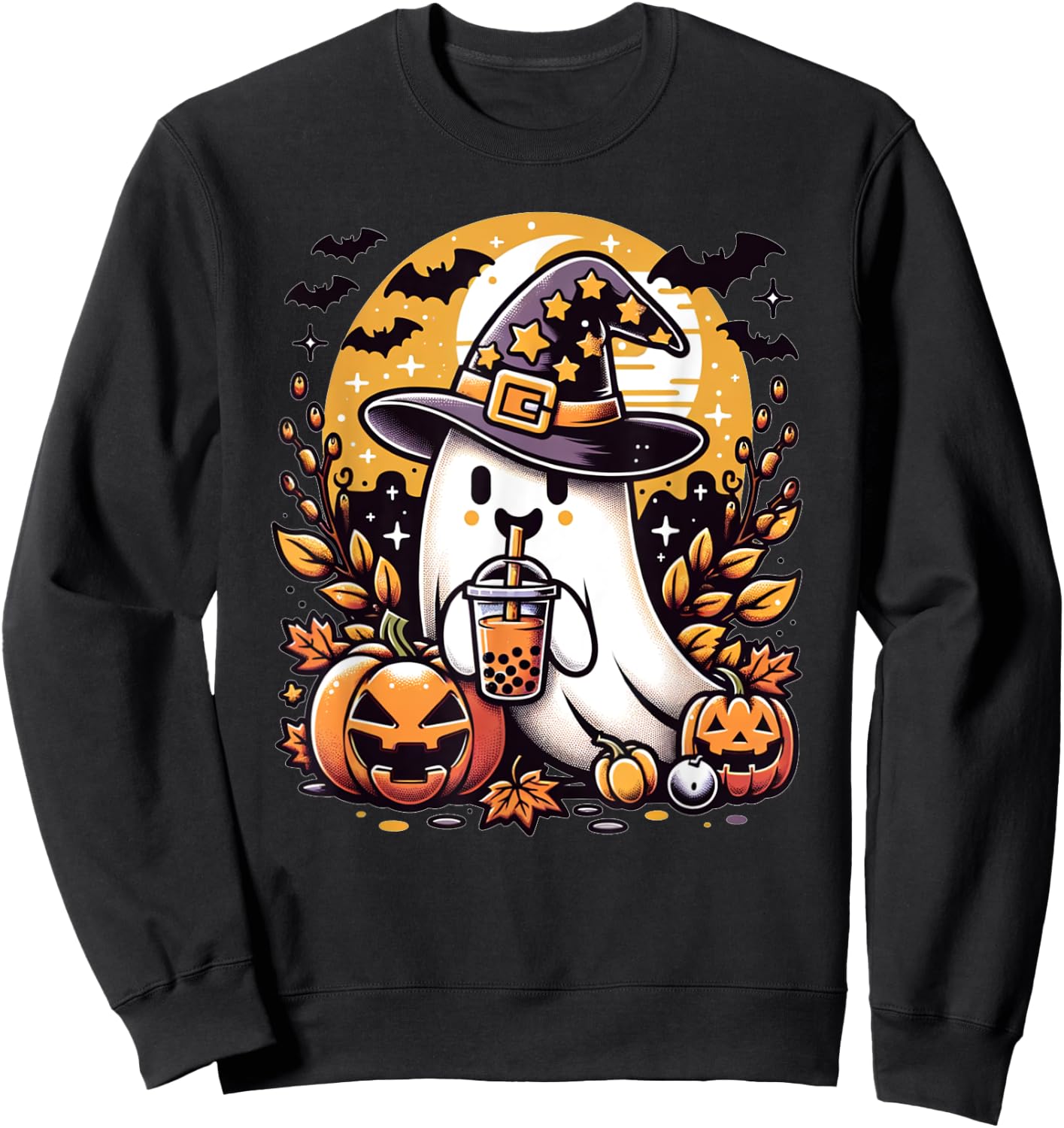 Cute Halloween Ghost for Funny Spooky Halloween Party Sweatshirt - Sweatshirt | Black