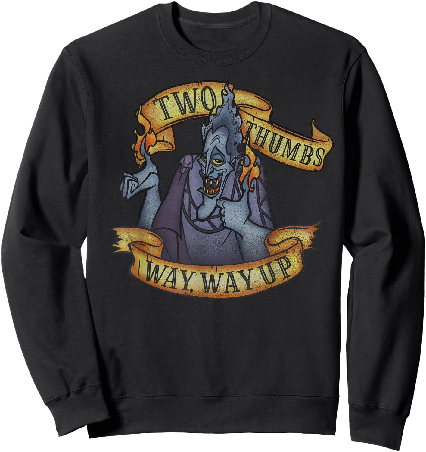 Disney Hercules Hades Two Thumbs Way Way Up Sweatshirt - Sweatshirt | Black