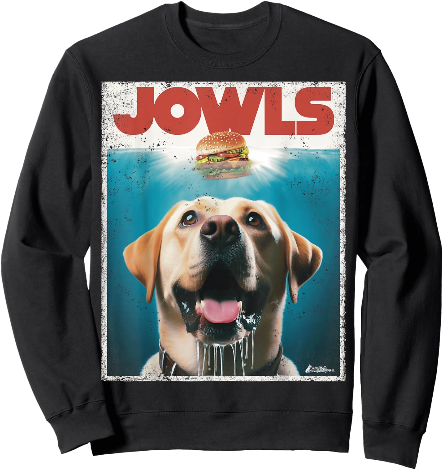 Funny Yellow Lab Jowls Top, Labrador Retriever Dog Mom, Dad Sweatshirt - Sweatshirt | Black