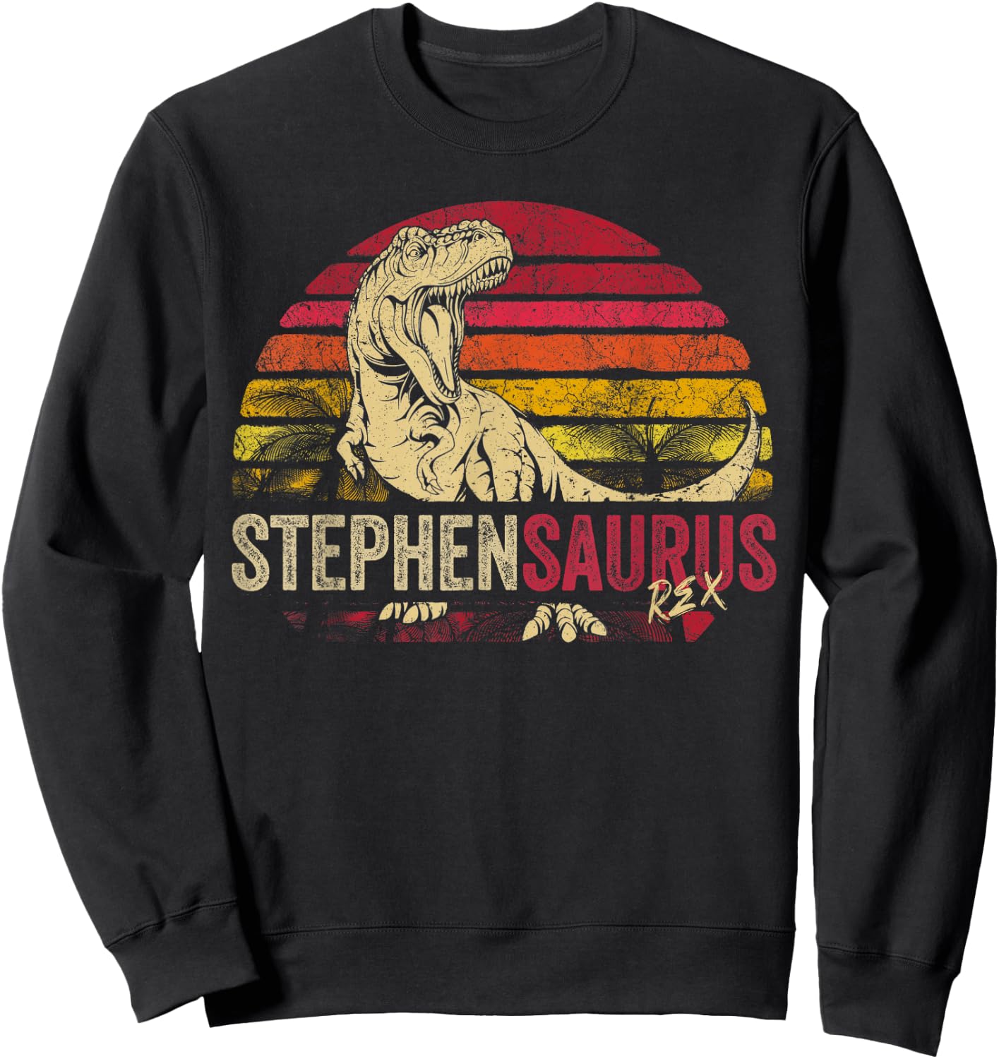 Stephen Saurus Funny Personalized Dinosaur T Rex Boys Name Sweatshirt - Sweatshirt | Black
