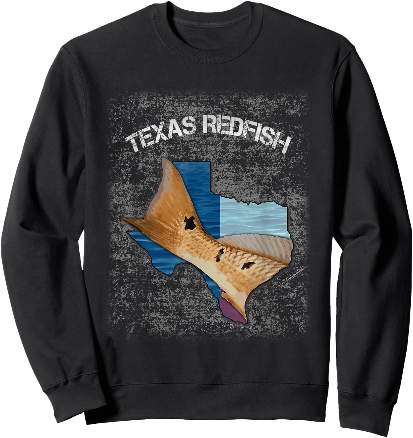 Texas Redfish Texas Flag Fishing Shirt Sweatshirt - Sweatshirt | Black