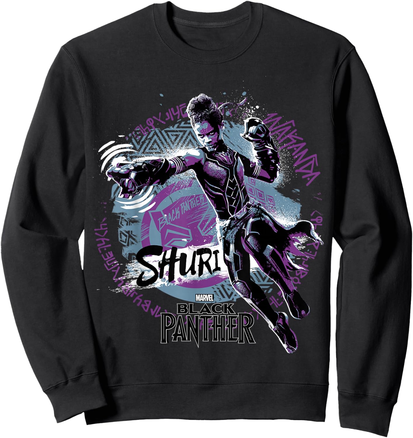 Marvel Black Panther Movie Shuri Graffiti Graphic Sweatshirt - Sweatshirt | Black