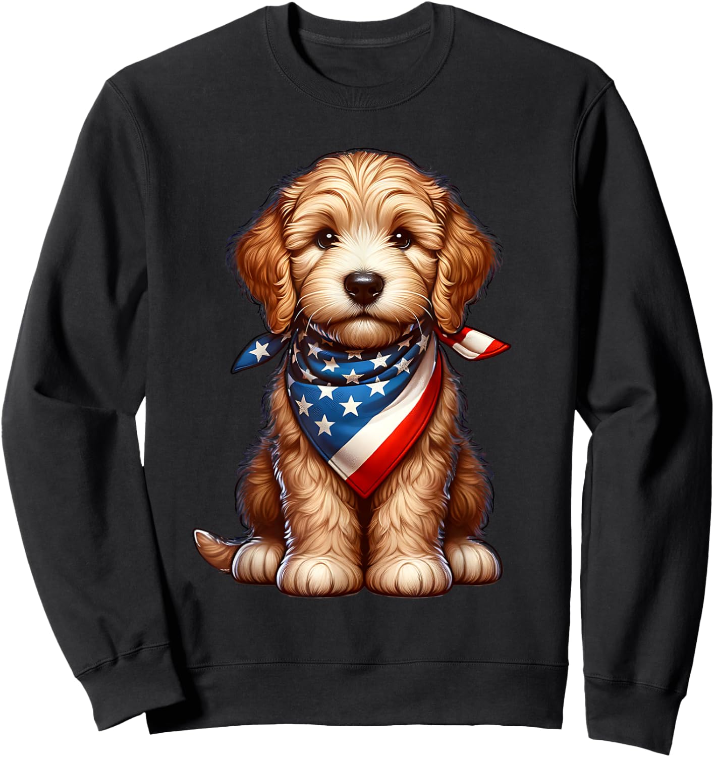 Cute Labradoodle Puppy 4th Of July Dog Kids Men Sweatshirt - Sweatshirt | Black