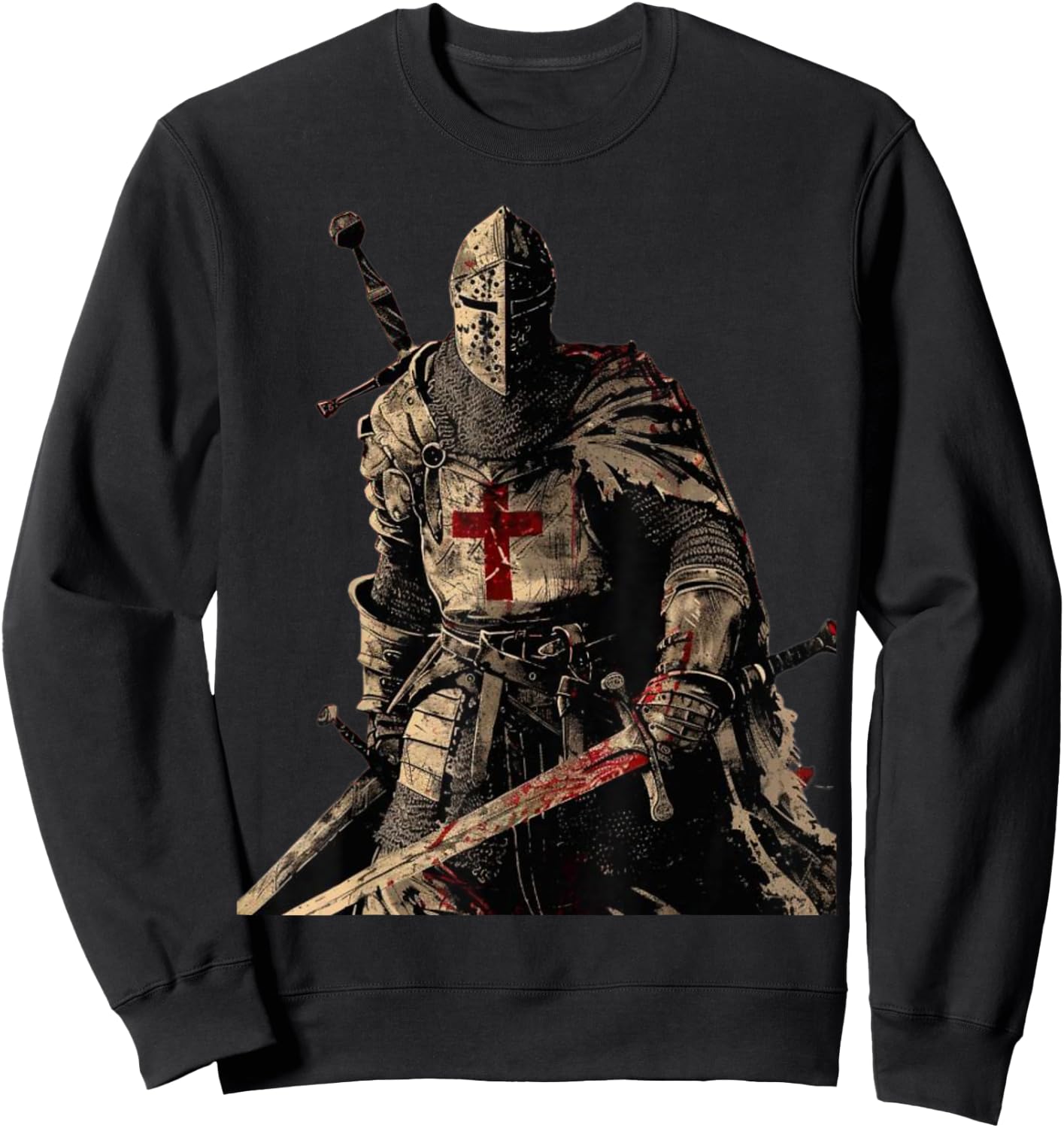 Knight Christian Templar Warrior Of God Crusader Gift , Small, Black Sweatshirt - Sweatshirt | Black