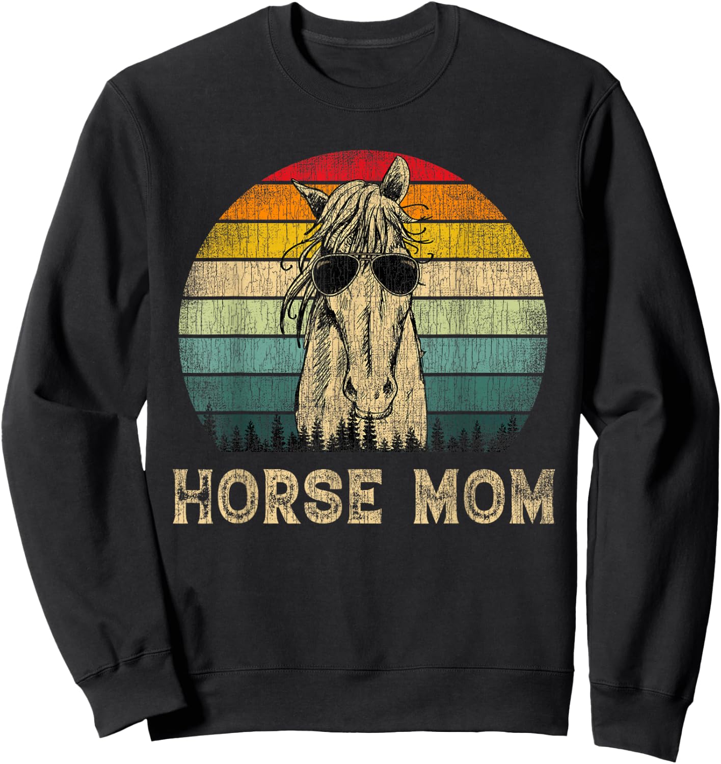 Vintage Horse Mom Horse Lovers Mommy Mother's Day Sweatshirt - Sweatshirt | Black