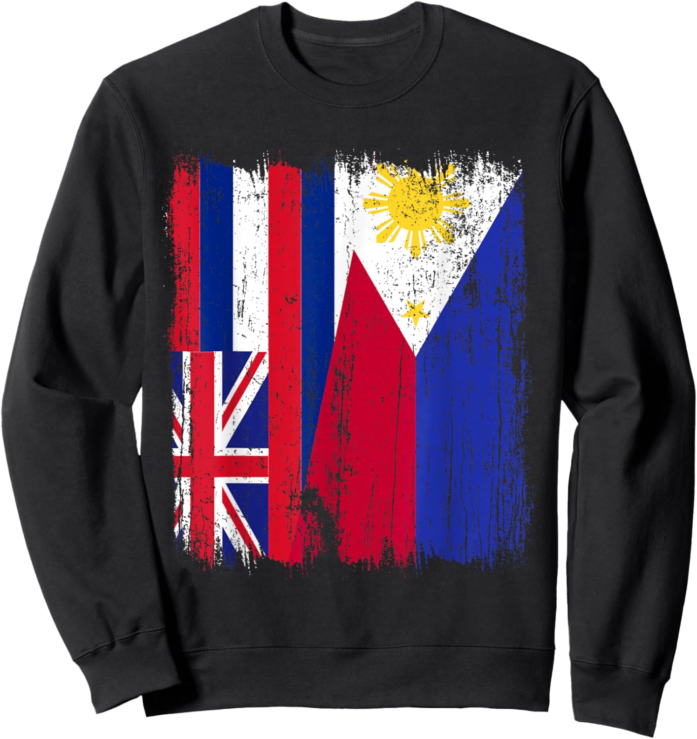 Hawaii Philippines Half Flag Hawaiian Filipino Jersey Sweatshirt - Sweatshirt | Black