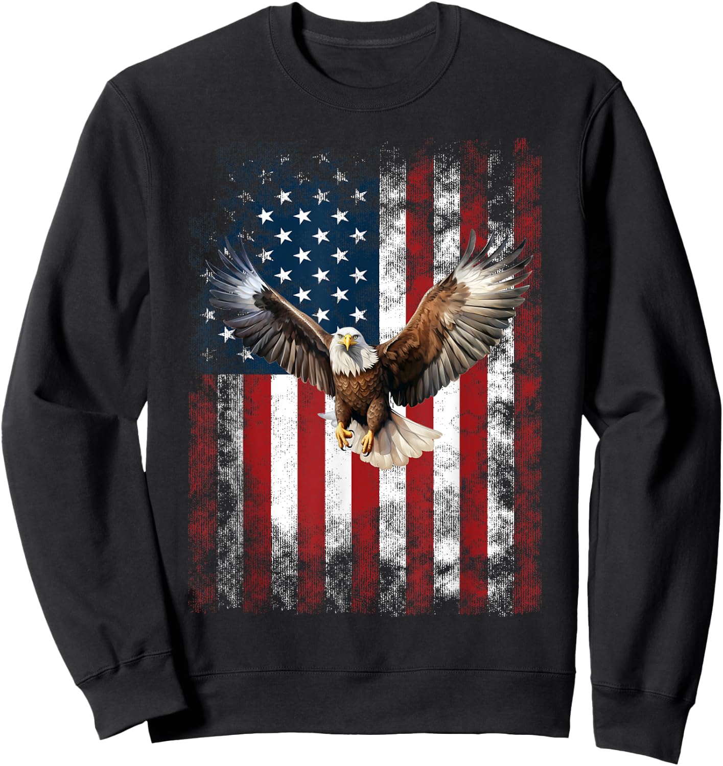 Patriotic Eagle 4th Of July USA American Flag Sweatshirt - Sweatshirt | Black