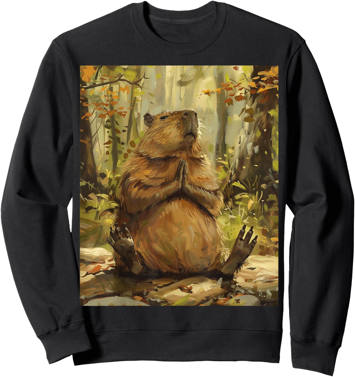 Funny Graphic Capybara Sweatshirt - Sweatshirt | Black