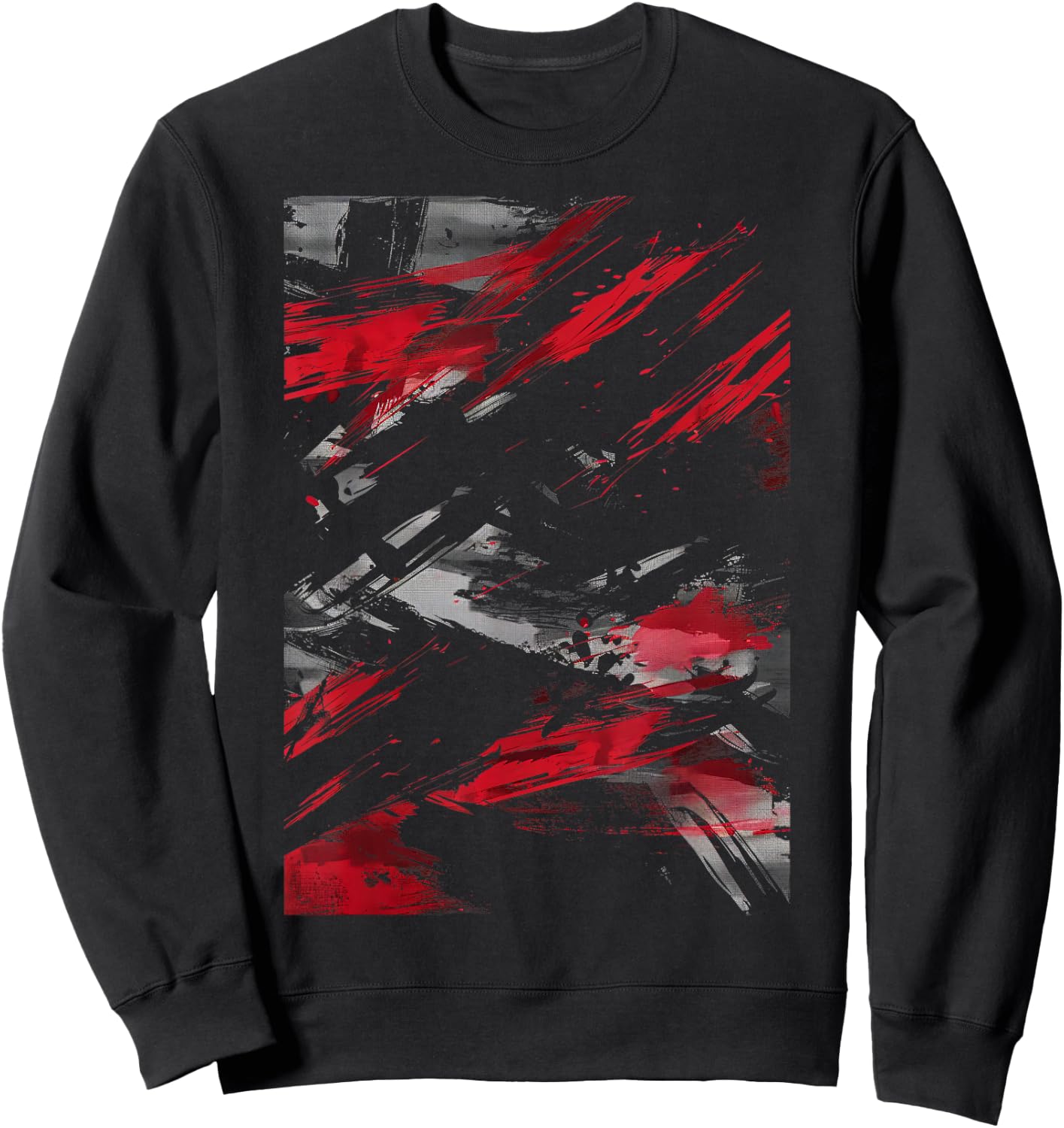 Red and Black Dynamic Splatter Graphic Sweatshirt - Sweatshirt | Black