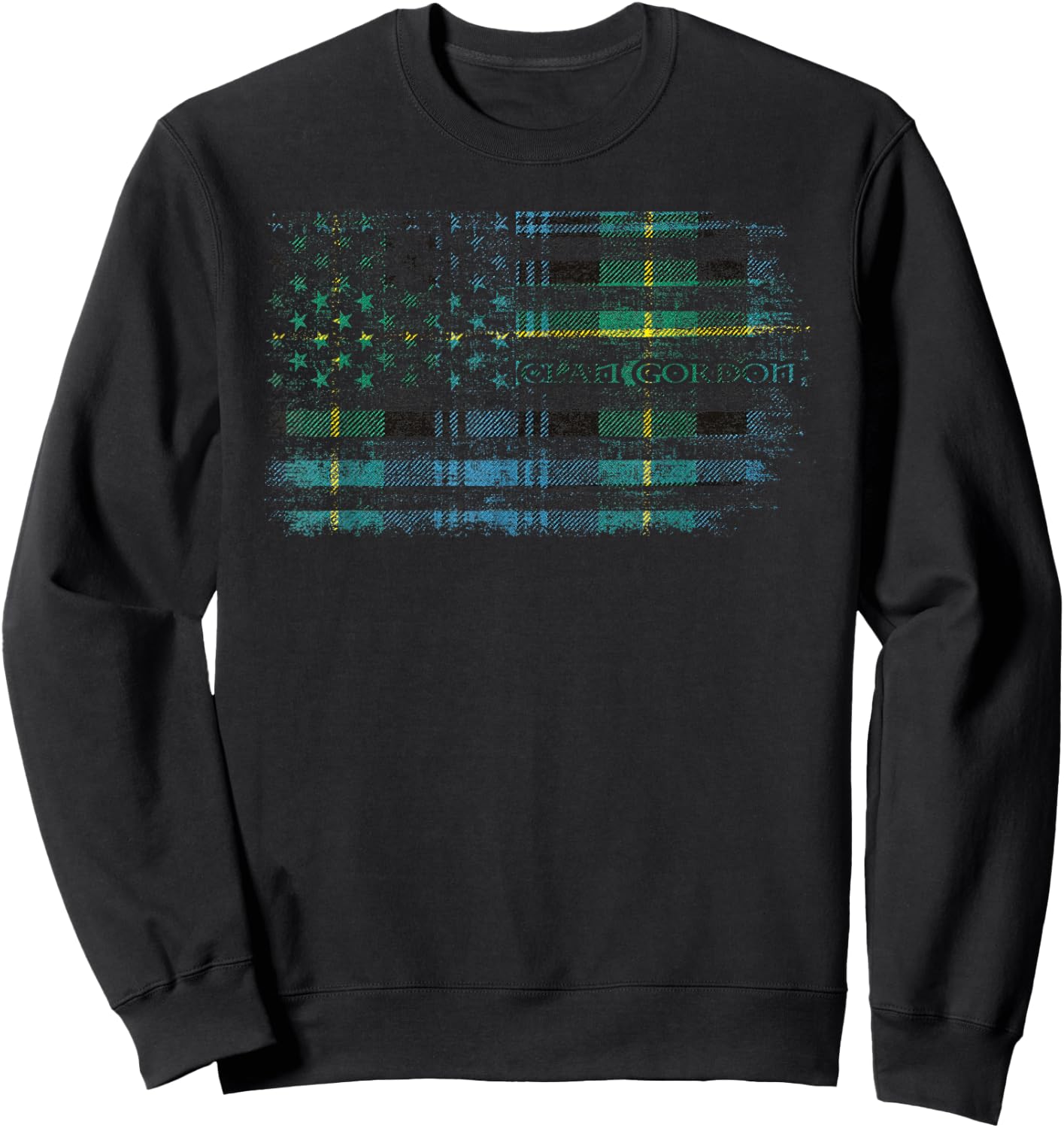 Clan Gordon Scottish tartan US flag kilt Scotland Sweatshirt - Sweatshirt | Black