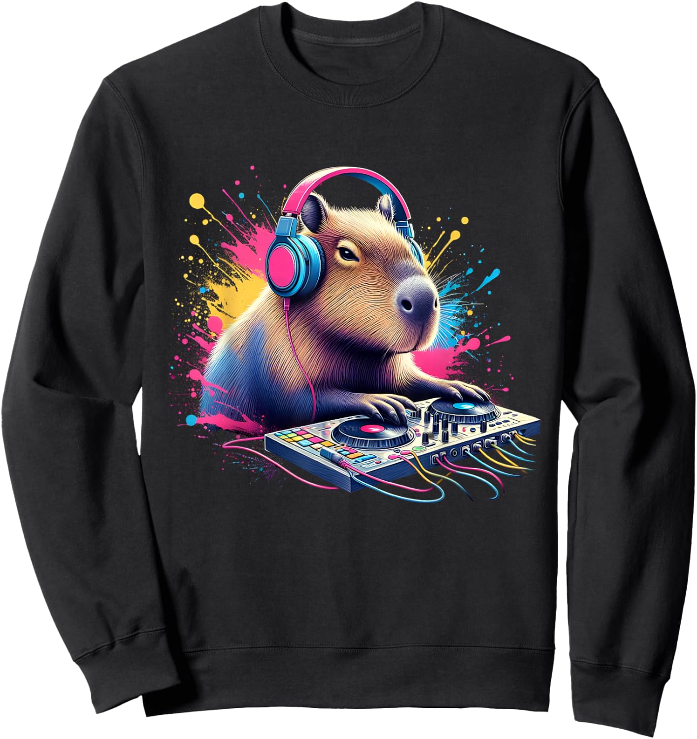Capybara DJ DJing EDM Funky Dance Club Sweatshirt - Sweatshirt | Black