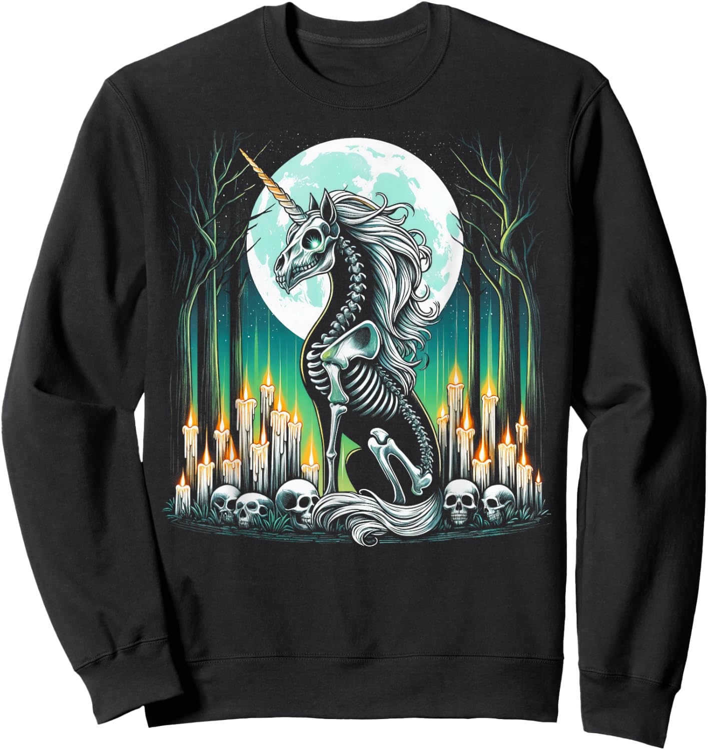Cool Unicorn Skeleton Halloween Christmas Birthday Sweatshirt - Sweatshirt | Black