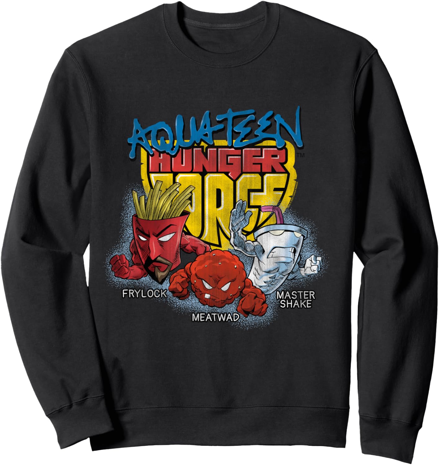 Aqua Teen Hunger Force Group Shield Logo Adult Swim Cartoon Sweatshirt - Sweatshirt | Black