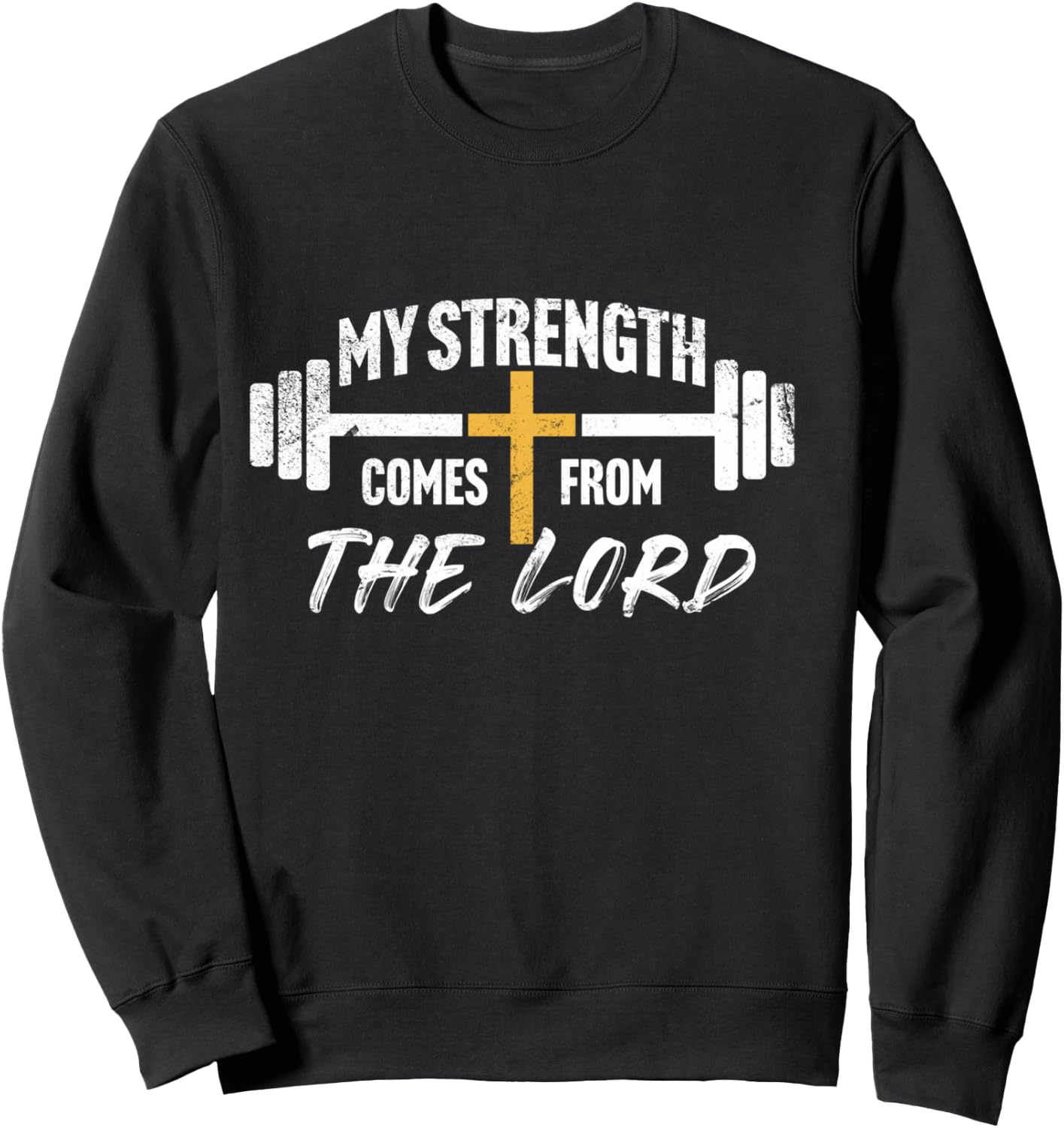 My Strength Christian Men Bible Verse Gym Workout Sweatshirt - Sweatshirt | Black