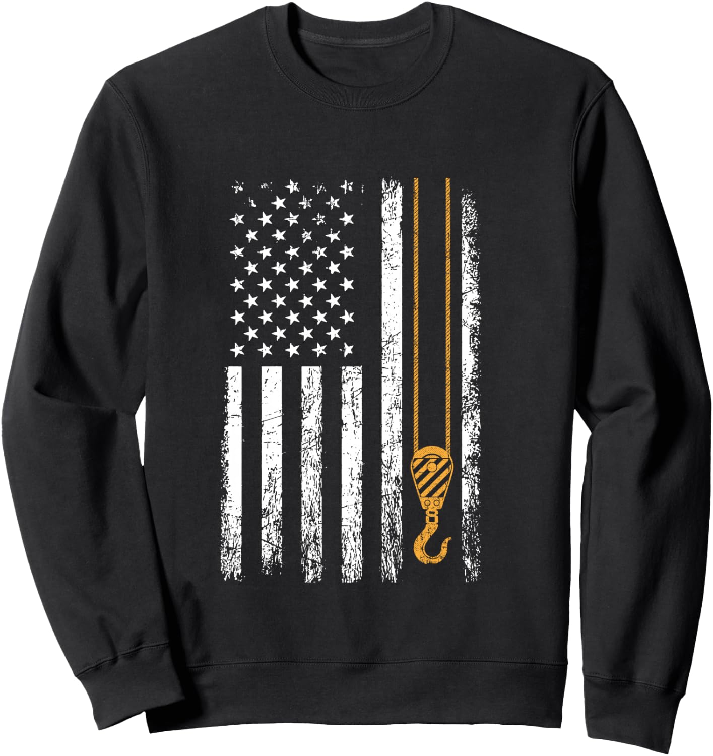 Crane Operator American Flag, Crane Operator Sweatshirt - Sweatshirt | Black