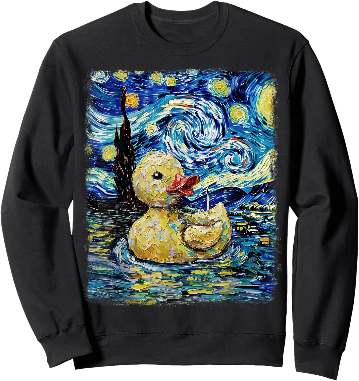 Rubber Duck Ducky Starry Night Painting Sweatshirt - Sweatshirt | Black