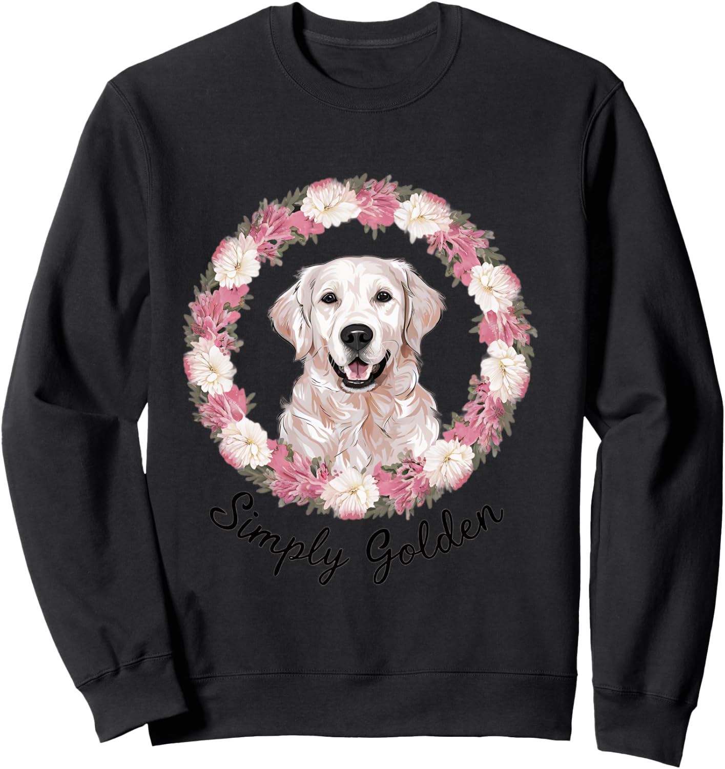White English Cream Golden Retriever Cute 'Simply Golden' Sweatshirt - Sweatshirt | Black
