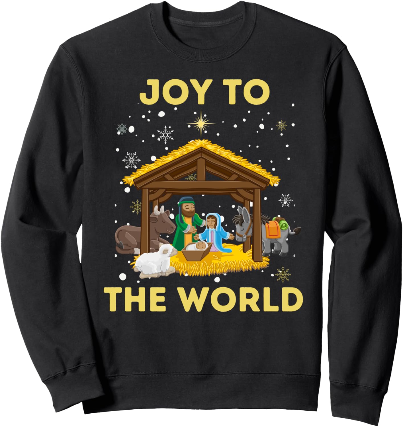 Christmas Nativity Christian Birth Of Jesus Joy To The World Sweatshirt - Sweatshirt | Black