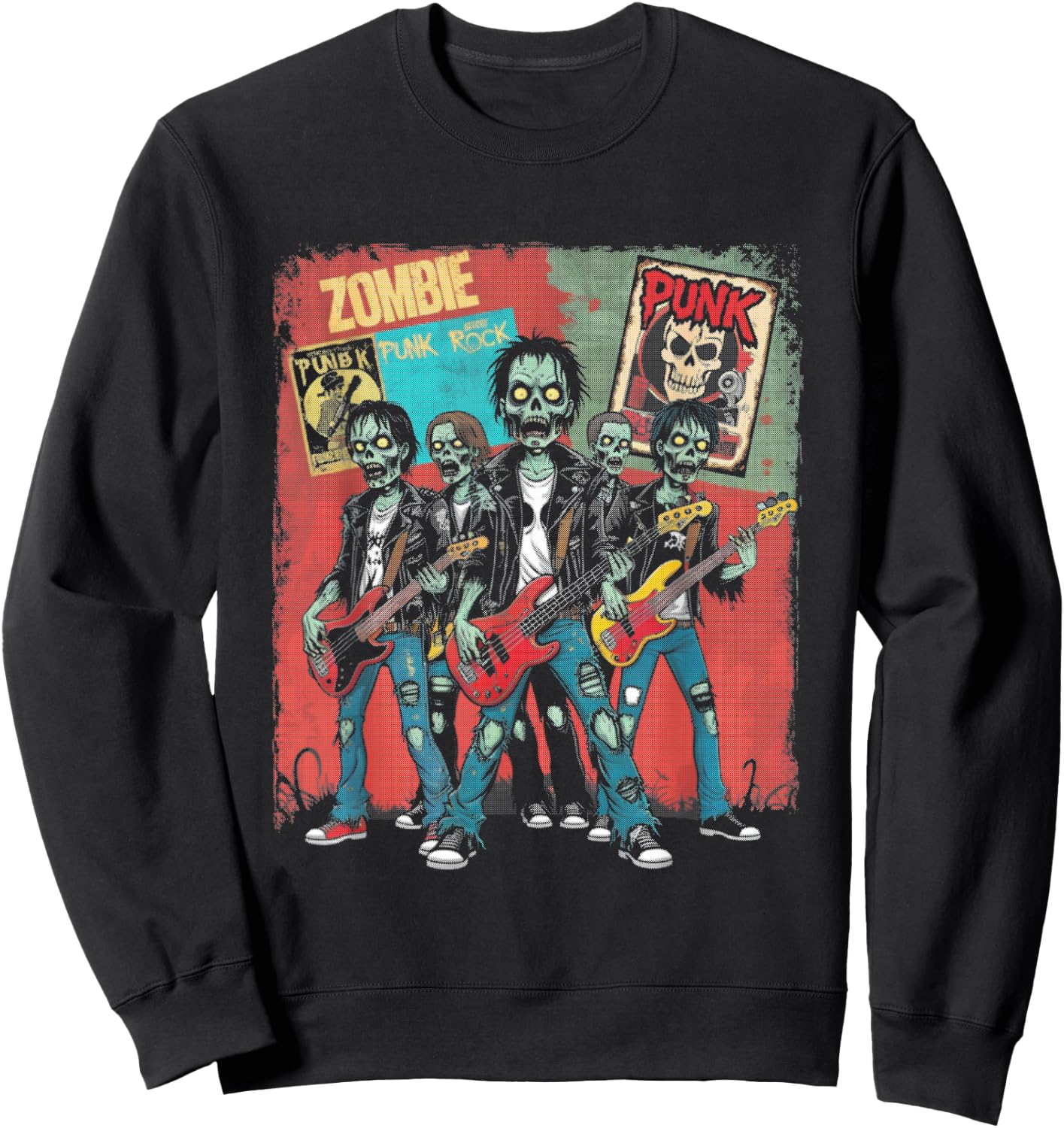 Zombie Punk Band - Creepy Zombie Halloween Lover Sweatshirt - Sweatshirt | Black