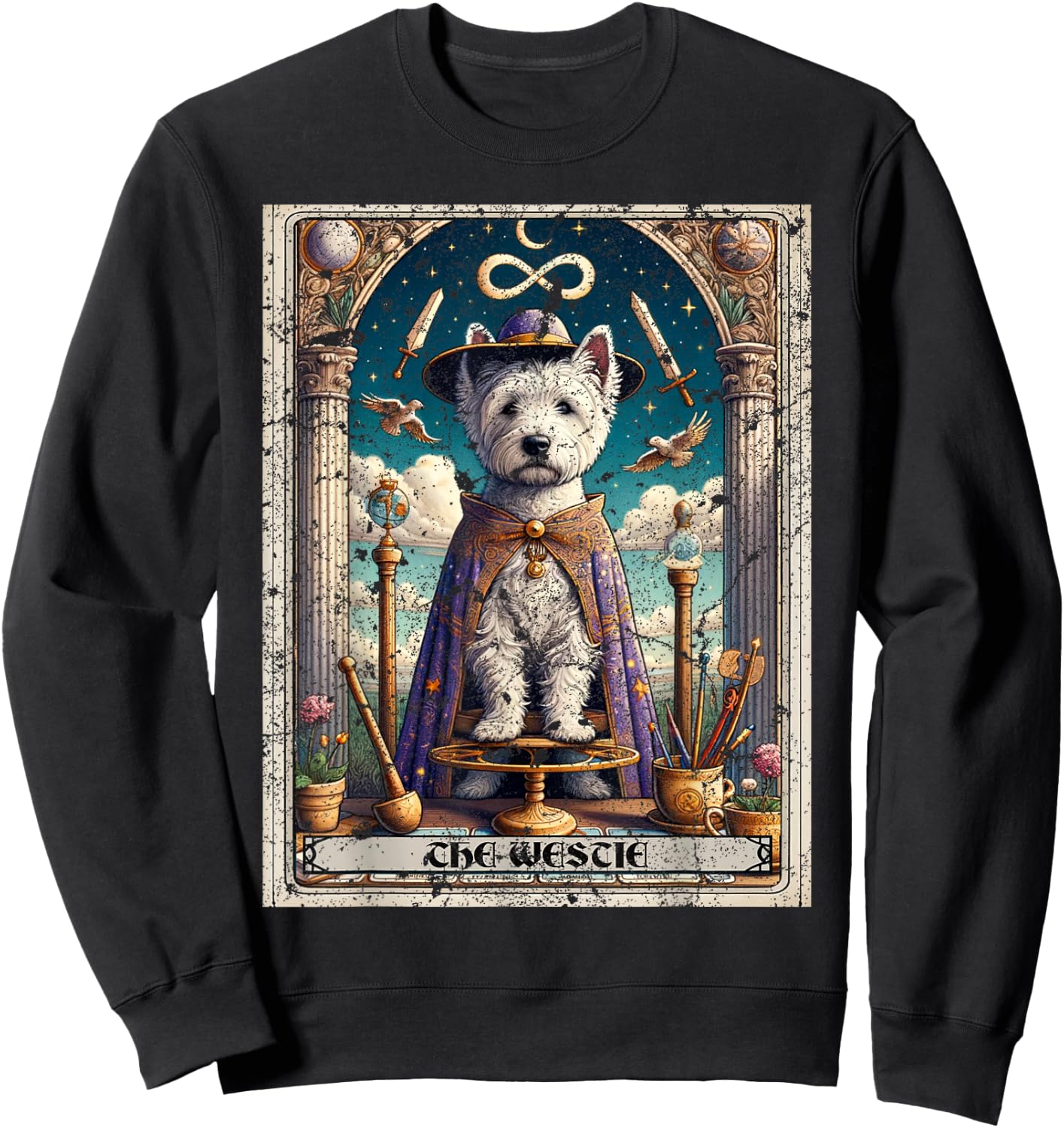 Westie West Highland White Terrier Tarot Card Dog Sweatshirt - Sweatshirt | Black