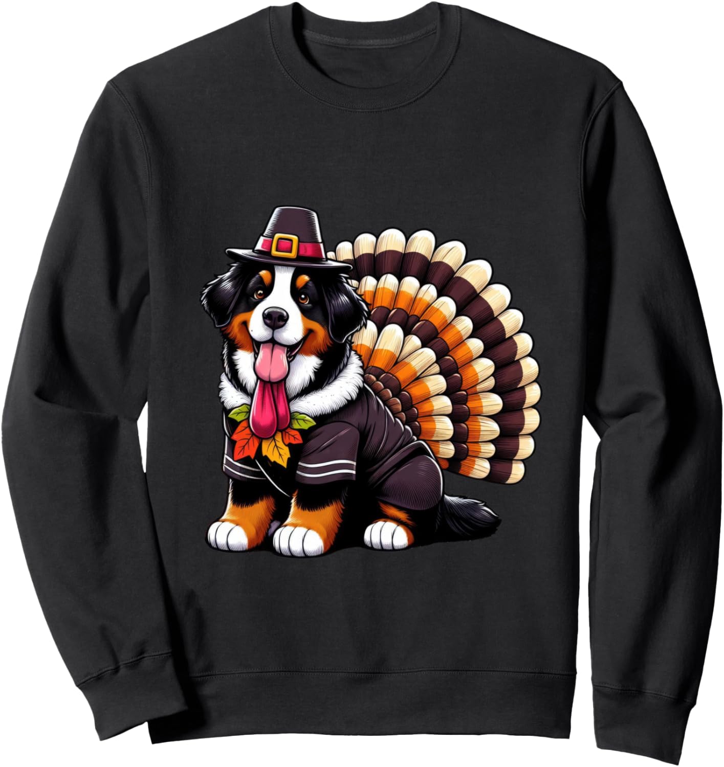 Cute Dog Bernese Mountain Thanksgiving Kids Teen Girl Boy Sweatshirt - Sweatshirt | Black