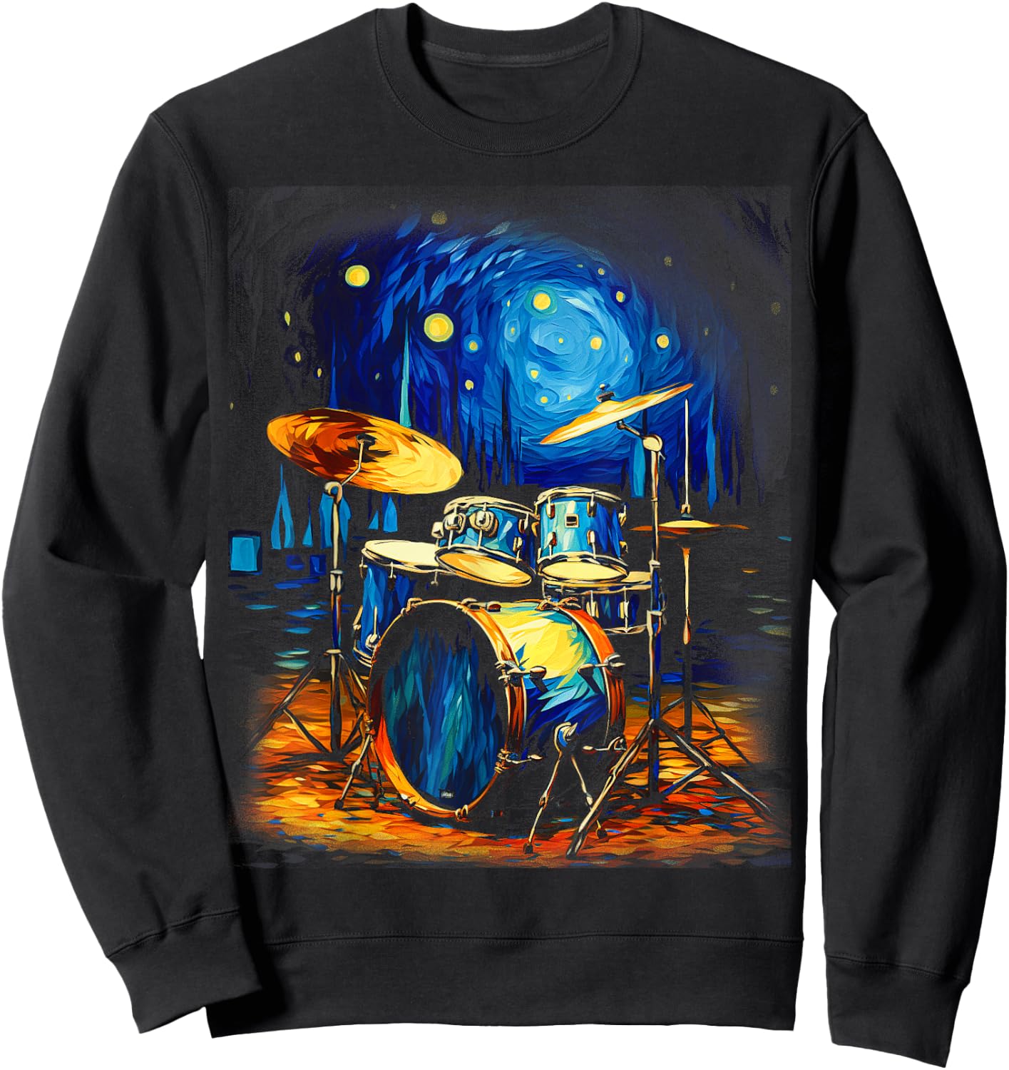 Drum Kit Percussionist Drummer Van Gogh Drums Sweatshirt - Sweatshirt | Black