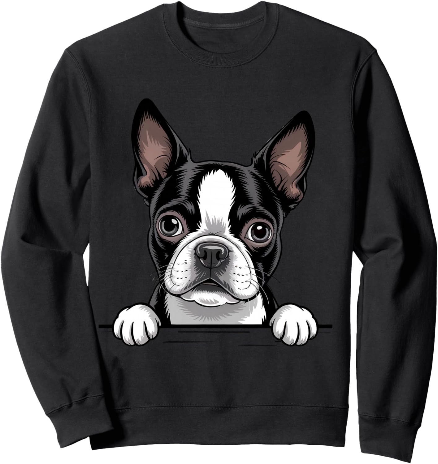 Boston Terrier Funny Peeking Bostie Pocket Puppy Dog Lover Sweatshirt - Sweatshirt | Black