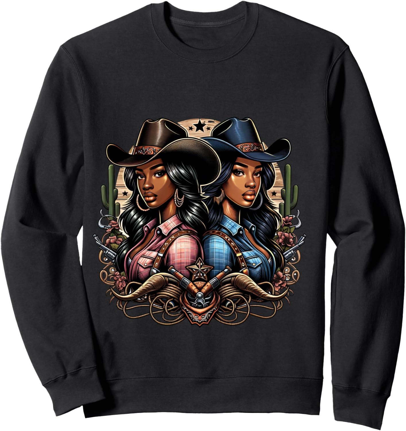 Black Cowgirl Melanin Texas Cowgirl Western Rodeo Queen Girl Sweatshirt - Sweatshirt | Black