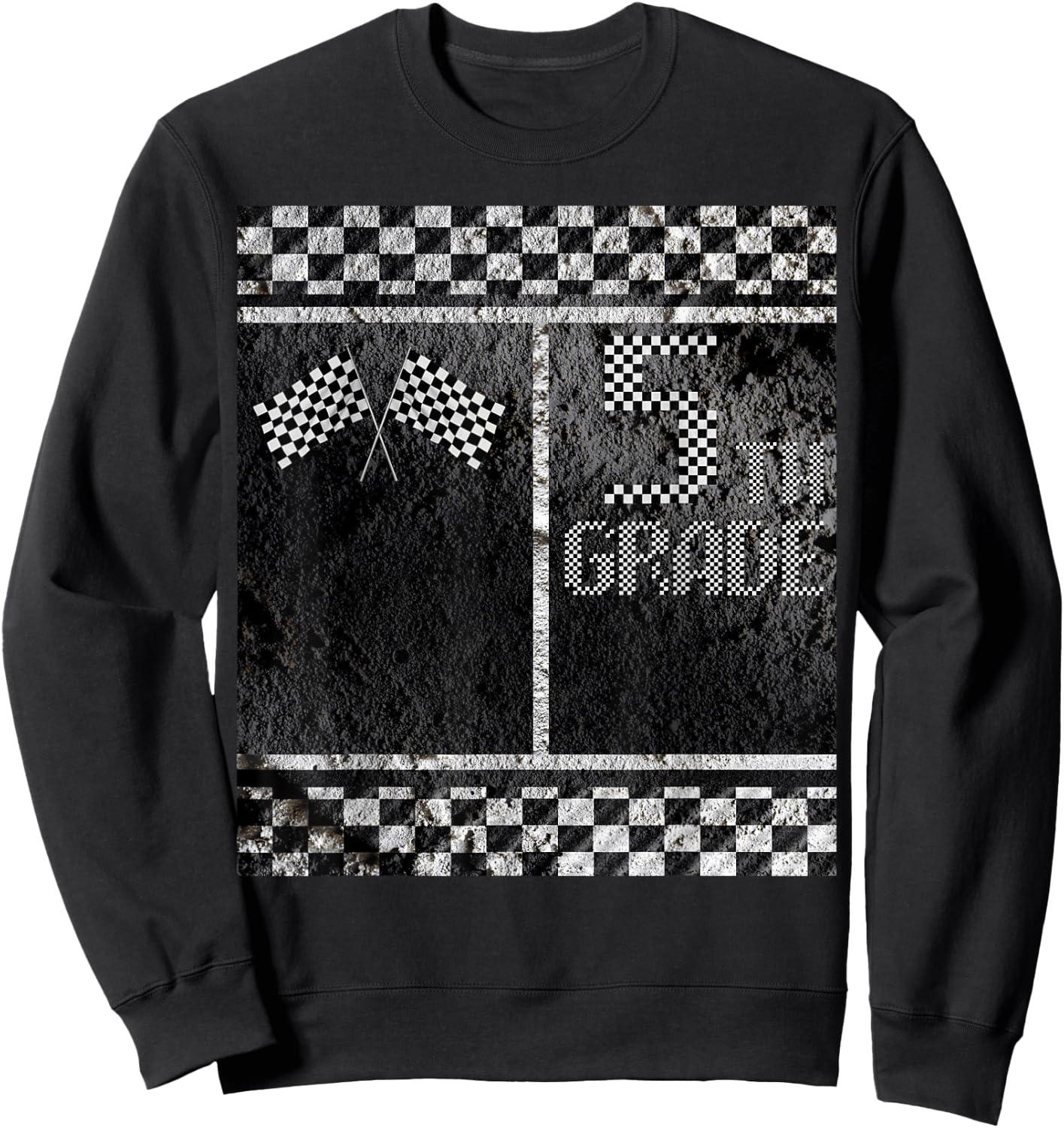 Pit Crew Costume for Funny Halloween 5th Grade Racing Flag Sweatshirt - Sweatshirt | Black