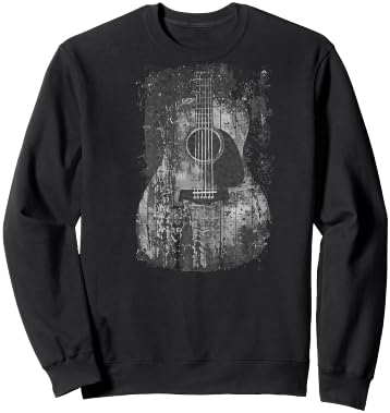 Acoustic Guitar, Vintage, Distressed, Rock & Roll Music Sweatshirt - Sweatshirt | Black