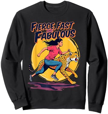 Cheetahs Lovers Fierce Fast Fabulous Runner Running Girl Run Sweatshirt - Sweatshirt | Black