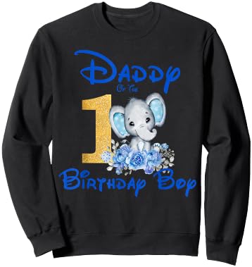 Daddy Of The Birthday Boy Elephant Family Matching Sweatshirt - Sweatshirt | Black