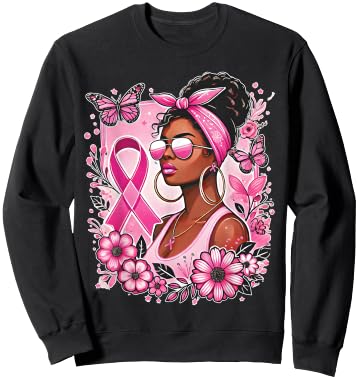 Breast cancer awareness African American support Wear Pink Sweatshirt - Sweatshirt | Black
