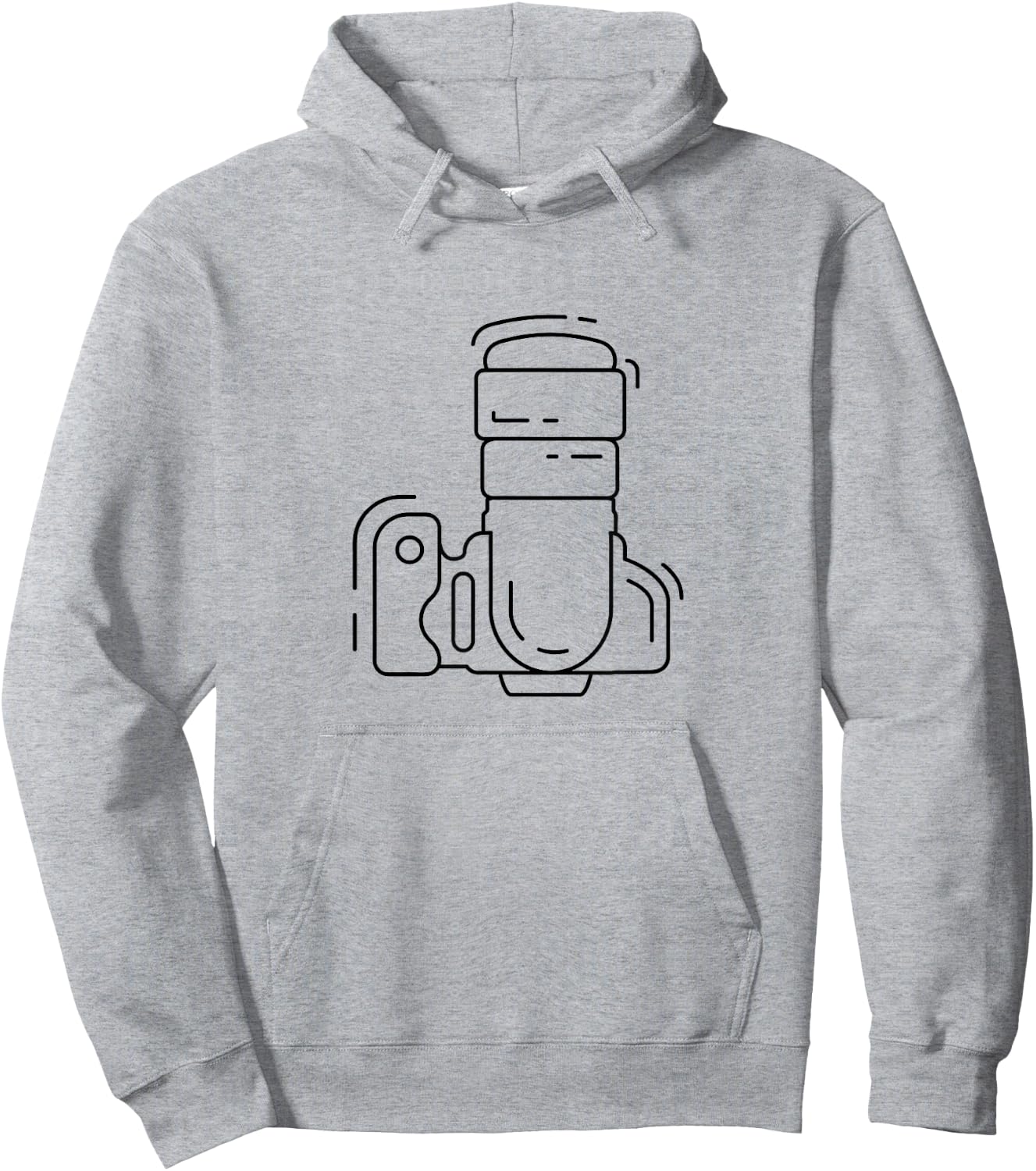 Photography Lover's Line Art DSLR Camera - Photographer Hoodie - Hoodie | Ash