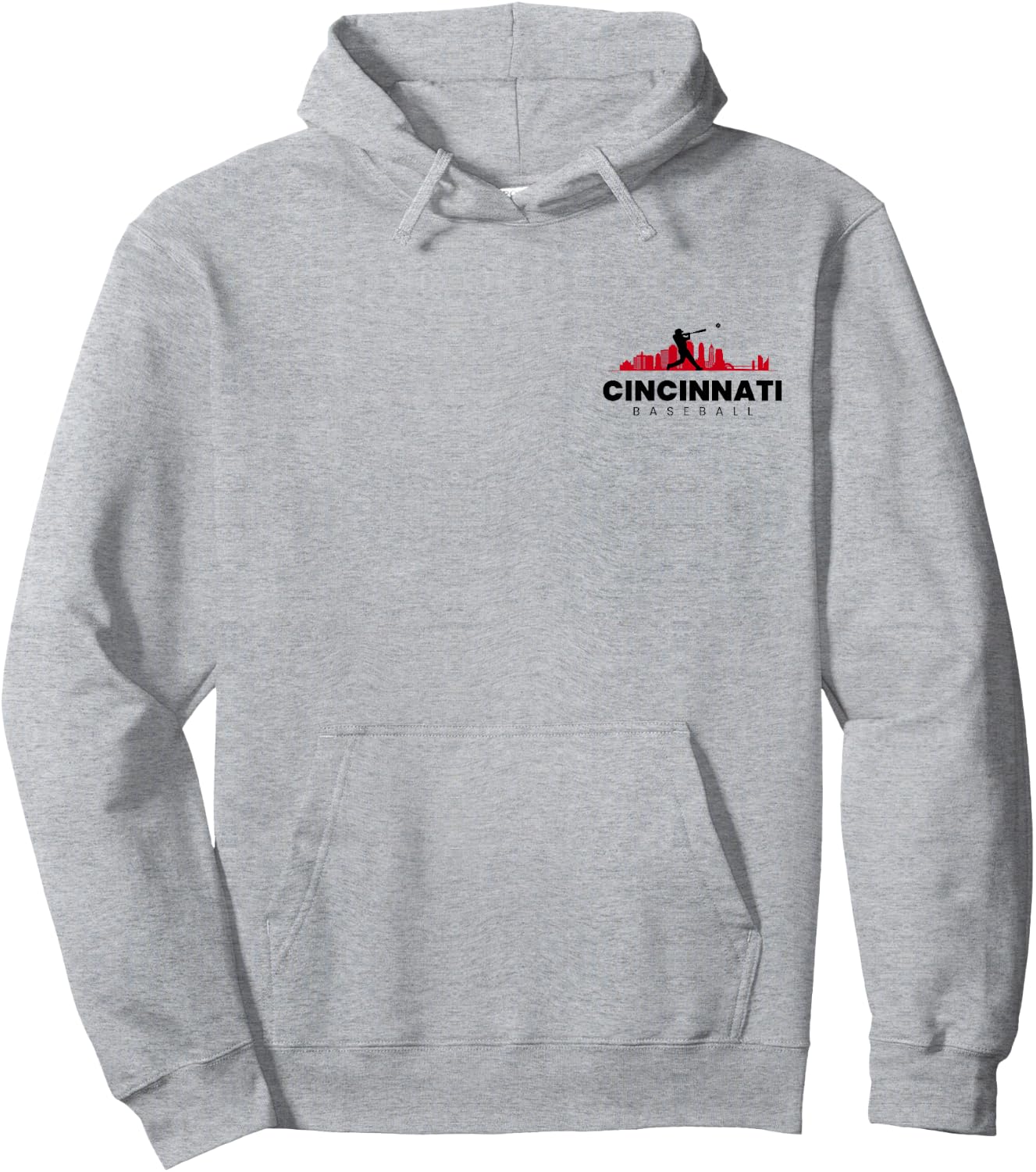 Cincinnati Baseball Minimalist City Skyline Baseball Lover Hoodie - Hoodie | Ash