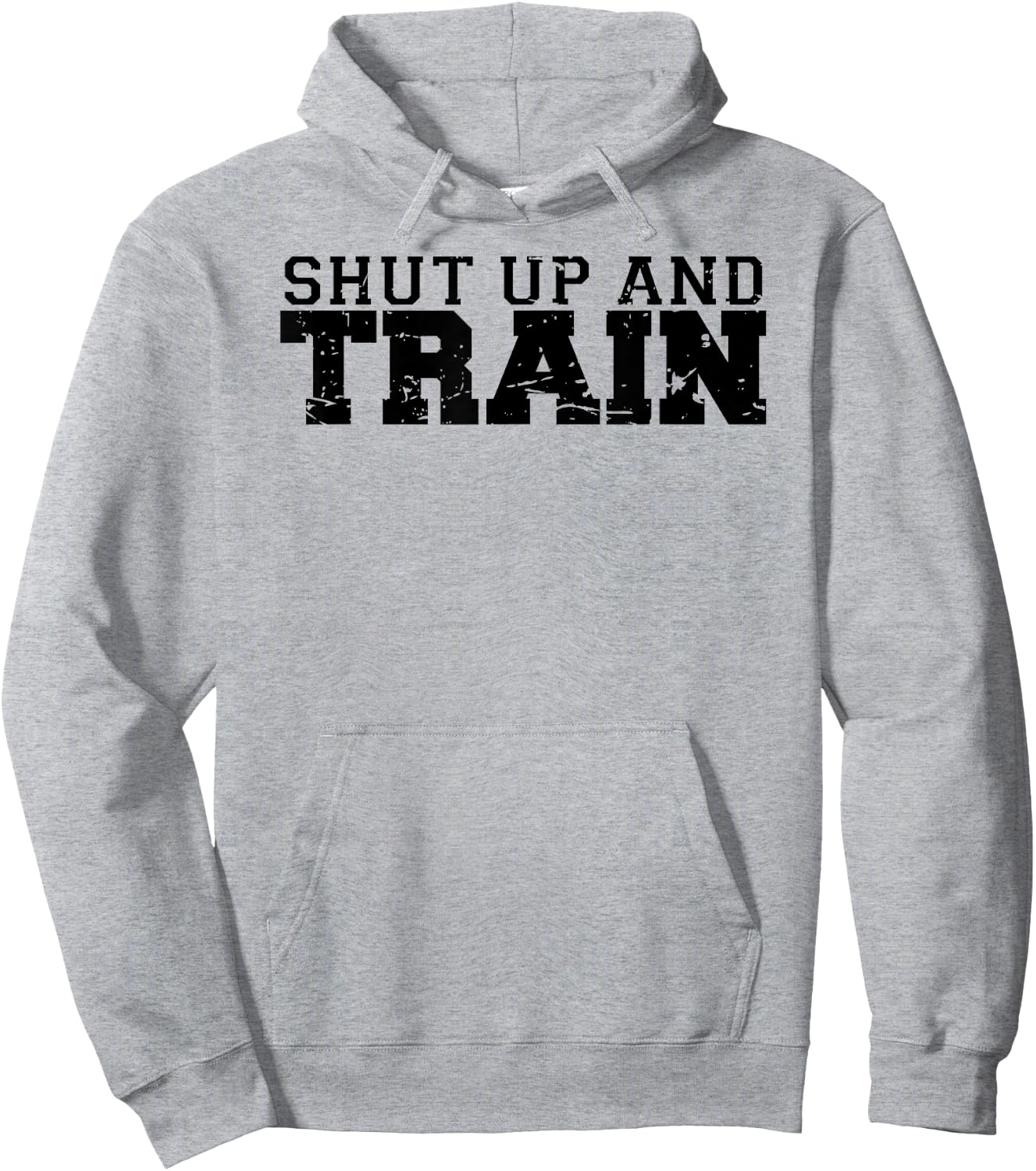 Shut Up and Train funny gym workout trainer fitness logo Hoodie - Hoodie | Ash