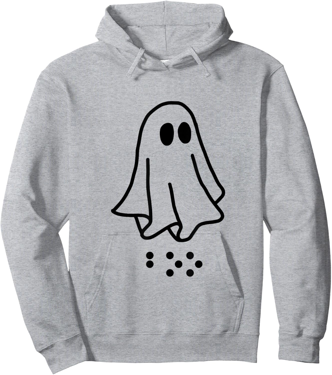 Simulated Braille Halloween Clothing Adult and Youth Ghost Hoodie - Hoodie | Ash