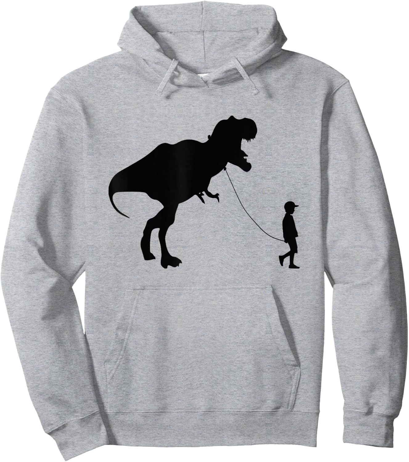 Funny TRex Pet Dinosaur little Boy Walking TREX on a Leash Hoodie - Hoodie | Ash
